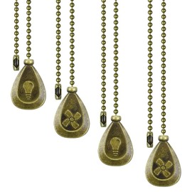 SUR-CIEL 4PCS Ceiling Fan Pull Chain, Fan Pull Chain Extensions, Ceiling Fan Pull Chain Extender, Fan Pulls Chain Set, Pull Chains for Ceiling Fan and Lights, Brass