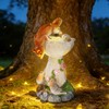 HUYIENO Solar Garden Statue Outdoor Decor Ornament Waterproof Solar Powered