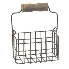 Mini Metal Wire Wide Easter Egg Basket w/Handle, Farmhouse