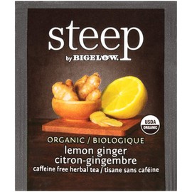steep by Bigelow Organic Lemon Ginger Herbal Tea Bags, 20 Count Box (Pack of 6), Caffeine Free Herbal Tea, 120 Tea Bags Total