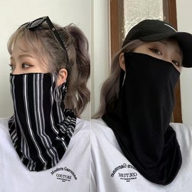 UV Protection Cool Golf Face Mask & Neck Warmer for Cycling Neck Gaiter Striped Black 5ea
