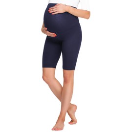 Be Mammy Women's Pregnancy Maternity Short Leggings BE20-259(Navy Blue, XL)