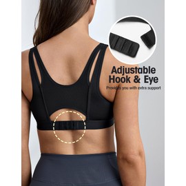 ZeroBound Women's Workout Bra - Adjustable Support Sports Bra with Mesh Back Design Wide Straps Full Elastic Band for Yoga Gym (Black,40DD)