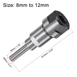 sourcing map Router Collet Extension Rod Converter Adapter 8mm to 12mm for CNC Engraving Machine Woodworking Milling Bit