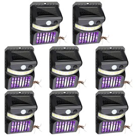 8 Pack Black Solar Outdoor Bug Zapper Lights, 3-Mode Mosquito Killer Lamp with Motion Sensor, LED Lighting Electric Insect Control for Yard Patio Backyard Camping