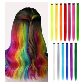 13 Pcs Colored Clip In Hair Extensions 20 Inches Multi-Colors Straight Hair Clip In Synthetic Hair Extensions For Women Gift Synthetic Hairpieces Can Be Hot Water Curl (20 Inch, 13 colors 13 packs)