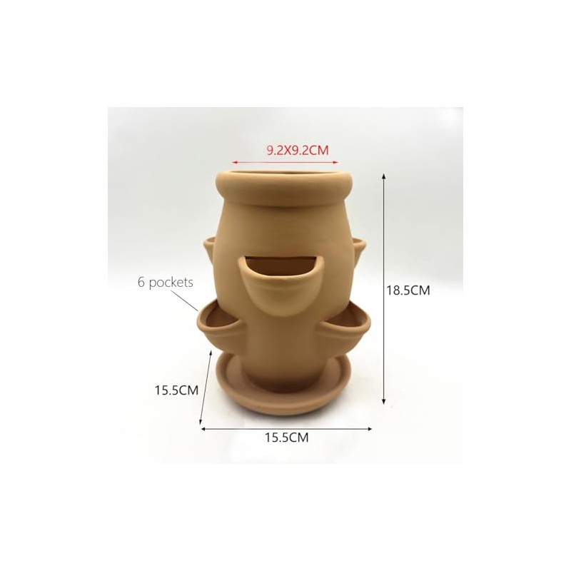 RISEON Six Pocket Terra Cotta Strawberry Jam Planter Strawberry Pot