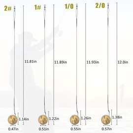 Shaddock Fishing Fishing Hook Rigs, 18pcs Saltwater Freshwater Fishing Hook Bait Rigs with Baitholder Snelled Hooks Swivels, 1#, 1/0, 2/0, 90 lbs Test, 11.8 in Length, 4 Packs