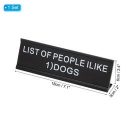 PATIKIL Funny Nameplate, 7"x2" Novelty Desk Sign Plaque Aluminum Desk Name Plate with Base for Office, Black White (List Of People I like 1) Dogs)