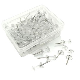 SDKZBFC Pack of 200 Rice Tacks with Head, Transparent Drawing Pins with Storage Box for DIY, Wall Cards, Bulletin Board, Cork Boards