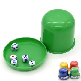 NUOBESTY Dice Cup with Lid and Tray Set, Plastic Dice Box, Game Support, Dice Cup with 5 Dice for Dice Games, Family Parties