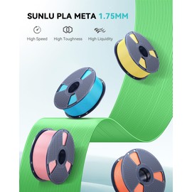 SUNLU High Speed PLA Meta Filament, 1KG PLA 3D Printer Filament 1.75mm, Tougher Neatly Wound 3D Filament, Dimensional Accuracy +/- 0.02 mm, Fits for Most FDM 3D Printers, 1KG Spool(2.2lbs), Black