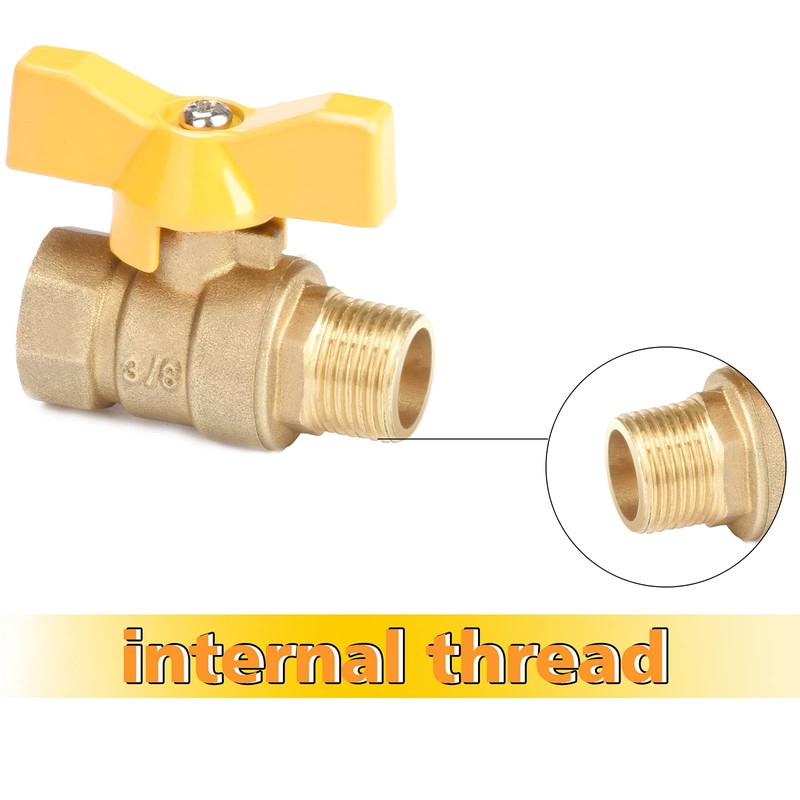 Oumuik Brass Ball Valve, 3/8 Inch, PN16, Red, Full Flow,