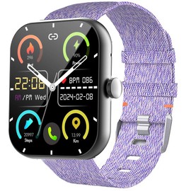 Blueshaweu Compatible with Zakotu Smart Watch Y66 Band, Breathable Nylon Woven Fabric Replacement Accessory Strap Compatible with Jugeman Y66, Coucur Y66, Zakotu Y66 Smart Watch 1.96 Inch (Purple)