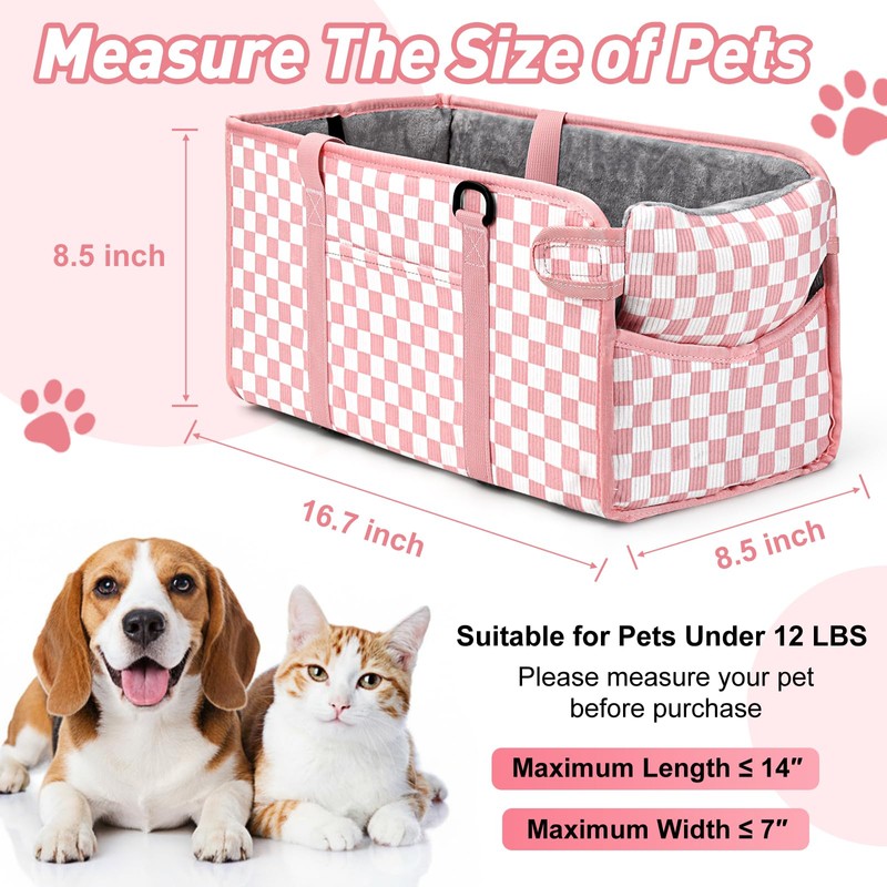 Console Dog Car Seat - Portable Dogs Armrest Booster Seat