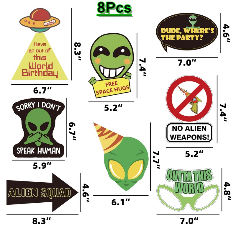 Humor Hilarious Alien Themed PhotoBooth Props with Sticks UFO Photo