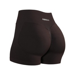 AUROLA - Pantalones cortos de entrenamiento para mujer, 2.5 3.5 4.5 5.5 6.5 sin enrollar, a prueba de sentadillas, sin costuras, compresión para gimnasio, Café, M