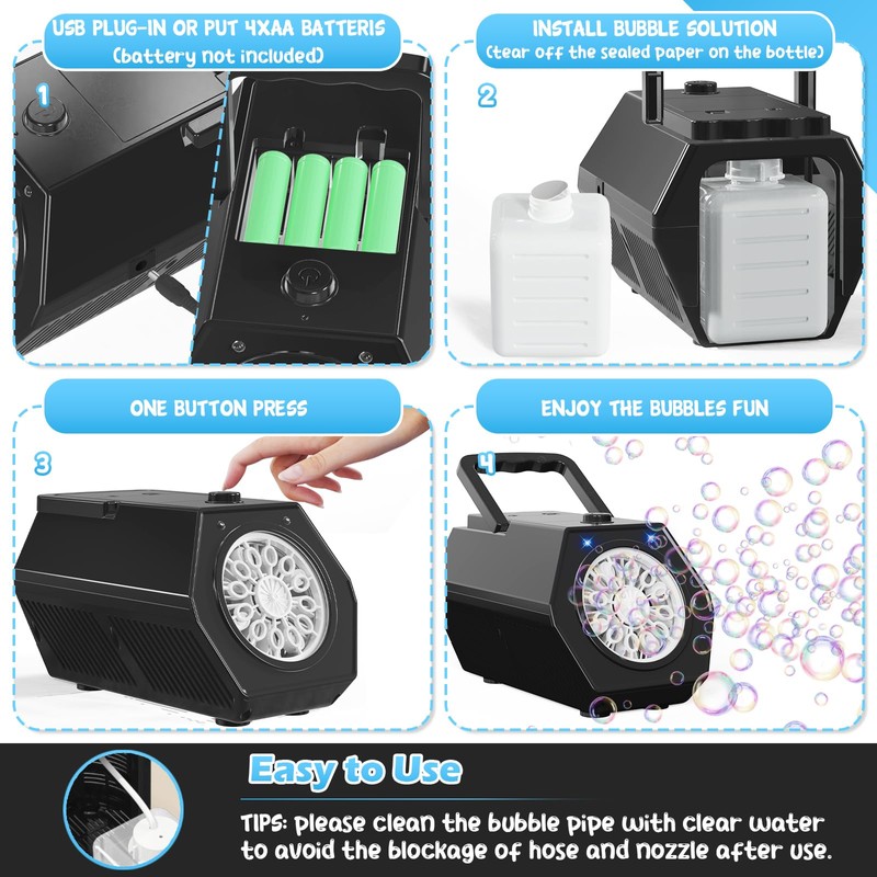 Babuloo Automatic Bubble Machine, Professional Bubble Maker 2 Speeds for
