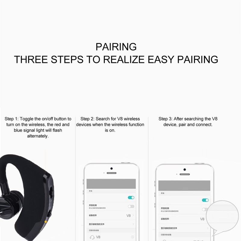 Bluetooth Earpiece Multifunction Noise Canceling Hands Free Call Built in