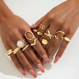 Chunky Gold Rings Set for Women Stackable Gold Rings Chunky Minimalist Solid Ring Trendy Statement Minimalist Jewelry