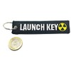 Launch Key Nuclear Radiation Fallout Black Fabric Keyring Embroidered Woven