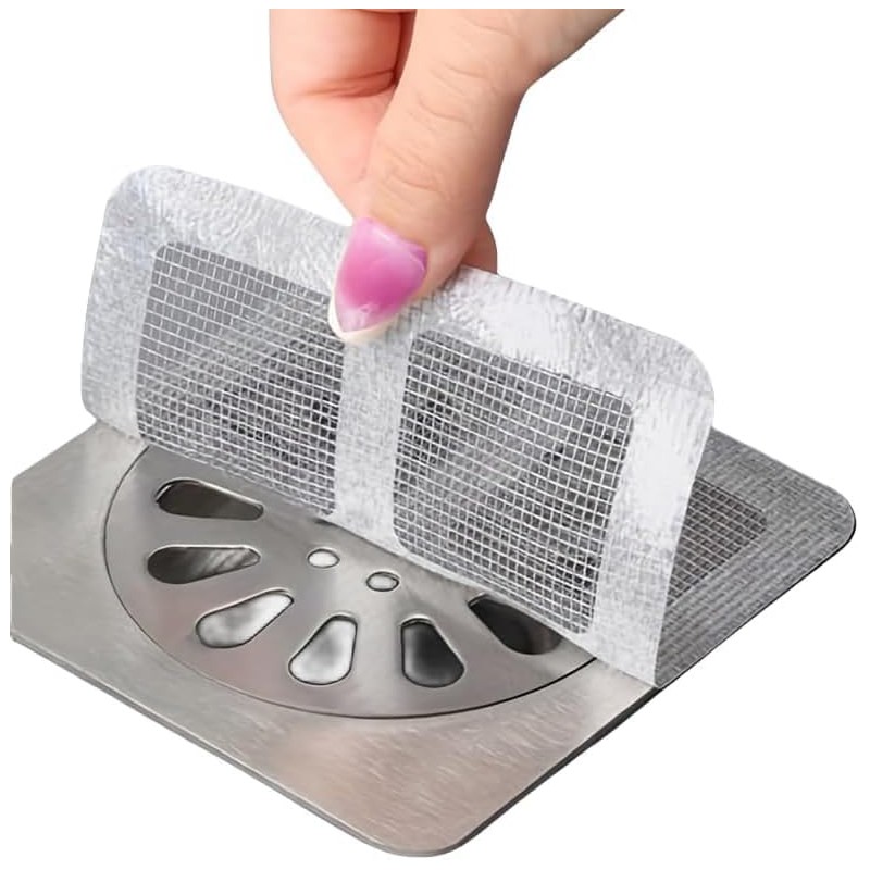 24pcs Disposable Shower Drain Cover 4"x4" Mesh Stickers, Anti-Clog Filter,