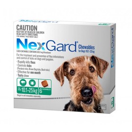 Nexgard Buy Nexgard Chewables for Medium Dogs 10.1 to 25kg Green 6 Pack Online