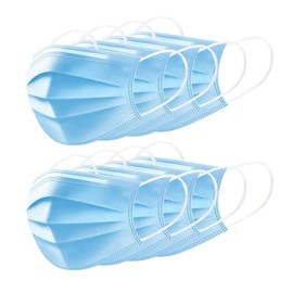 50pcs 3-Ply Disposable Face Mask Can be Used in Offices, Households Sensitive to Pets, and Crowded Places, with Elastic Earloop Random Color (Blue White)