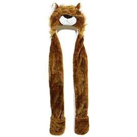 Gorro de felpa con diseño de animales: talla única para adultos y niños/gorro suave y cálido, León, Small-Large