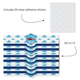 Taking Flight - Airplane - DIY Party Supplies - Vintage Plane Baby Shower or Birthday Party DIY Wrapper Favors & Decorations - Set of 15