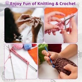 Aeelike Knitting Needles and Crochet Hook Set, Crochet and Knitting Kits for Beginners Adults Kids, 60 PCS Crochet Knitting Starter Kit with 25cm Knitting Needles, Crochet Needles Set and Accessories