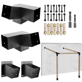 ITeVe.GD 30° Slanted Roof Pergola Brackets Kit,3-Way Right Angled Corner Bracket with Wall Mount Post Base for 4x4 (Actual:3.5"x3.5") Lumber for Outdoor Pergolas,Gazebos,Porchs(4 Pack)…