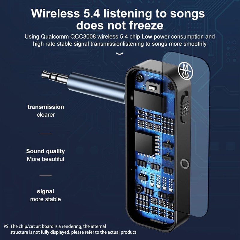 AXFEE Bluetooth Transmitter Receiver, Portable Bluetooth 5.4 Adapter, Use With