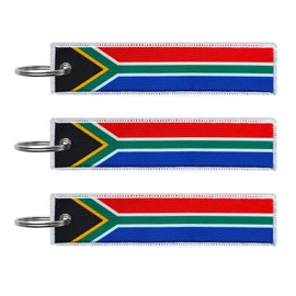 JAVD South Africa Flag Keychain Tag with Key Ring - Keys, Cars, Motorcycles, Backpacks, Luggage and Gifts - EDC (3 Pack)