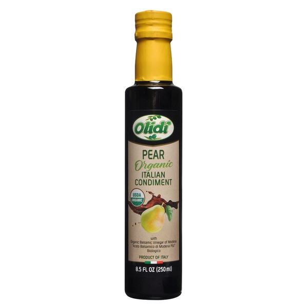 Olidi Pear Flavored Balsamic Vinegar of Modena 8.5 oz (Pack of 2) Perfect for Salad Dressing, Pasta Salad, Ice Cream and Cocktails