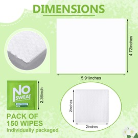 Timgle 150 Pcs Antiperspirant Deodorant Wipes Individually Wrapped Bulk Armpit Deodorant Sweat Wipes Body Wipes for Women Men Teens Underarm Armpit Excessive Sweating (Bright)