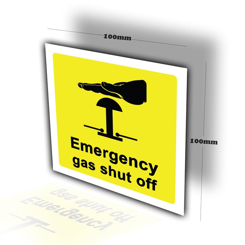 4 Pack - Emergency Gas Shut Off Sticker - Gas