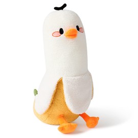 PEACHCAT Banana Duck Plush Pillow Duck Stuffed Animal Cute Banana Plushie for Girls and Boys White 19.7"