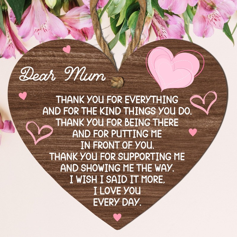 Wooden Heart Plaque Gift for Mum - Heartfelt Gift For