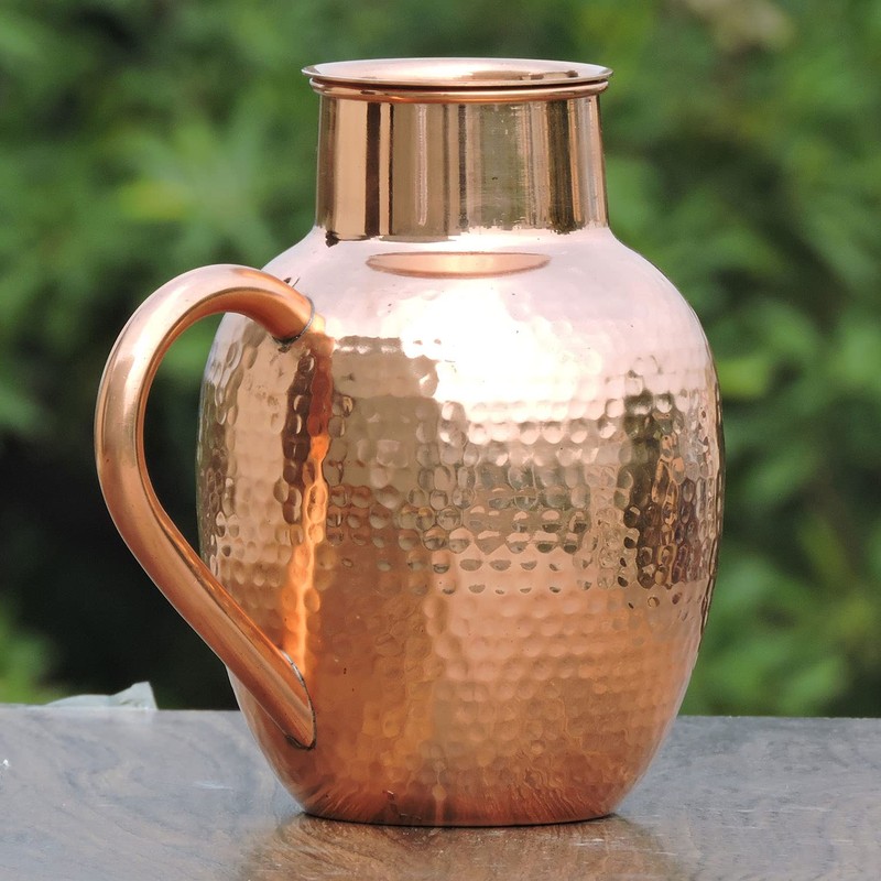 Pure Copper Water Jug with Bowl, Heavy Duty Copper Jug
