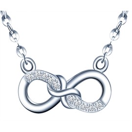 Women's Sterling Silver Necklace, elegant infinity symbol necklace pendant, decorated with shiny zircons, gift for Birthday, Valentine's Day and Christmas