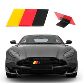 Ziciner 3D Germany Flag Emblem Badge with L Shaped Mounting Bracket, Auto Front Fender Badge Sign Emblem, Car Front Grill Bumper Decoration, Compatible with European Vehicles