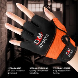DXM SPORTS Workout Gloves for Women - Gym Weight Lifting Gloves with Wrist Support - Breathable, Anti-Slip Bike Glove for Exercise, Fitness, Cycling, Training Outdoor Sports (Orange, Medium)