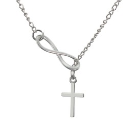 Merdia Infinity Cross Necklace Faith Hope Infinity Love Cross Pendant Necklace for Women Teen Girls Christian Birthday Christmas Baptism Easter Gift