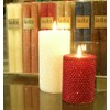 50 Hour-4 Inch Natural Beeswax Hybrid Pillar Glitter Candle, Ruby