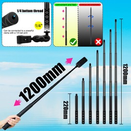 Motorrad Halterung Bausatz mit 47" Unsichtbar Selfie Stick Kompatibel für Insta 360 X4 X3 X2 X RS GO 3 Heavy-Duty Doppelt Klemme Kamera Fahrrad ATV Halterung Kompatibel für Gopro 13/12/11/10/9/8/7