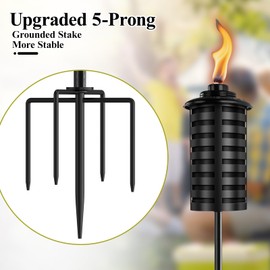 SSNEWOG 4 Pack Citronella Torches for Outside, 16 Oz Outdoor Garden Torch with 5-Prong Grounded Stake, 59 Inch Metal Torch for Home Décor, Outside Torches for Backyard, Garden, Patio