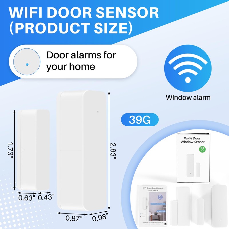 Gokelomg Tuya Smart WiFi Door Sensor Door Open/Closed Detectors Compatible