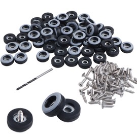 Pack of 60 Teflon Furniture Feet Diameter 19 mm Round for Teflon Furniture PTFE Teflon Furniture Feet for Screwing with Screw for Moving Heavy Furniture