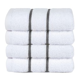 Dorlion Towels 4 Packed White Washcloth Set, 100% Turkish Cotton Washcloths Washrags, Small Hand Face Towels for Bathroom and Kitchen, Dark Gray